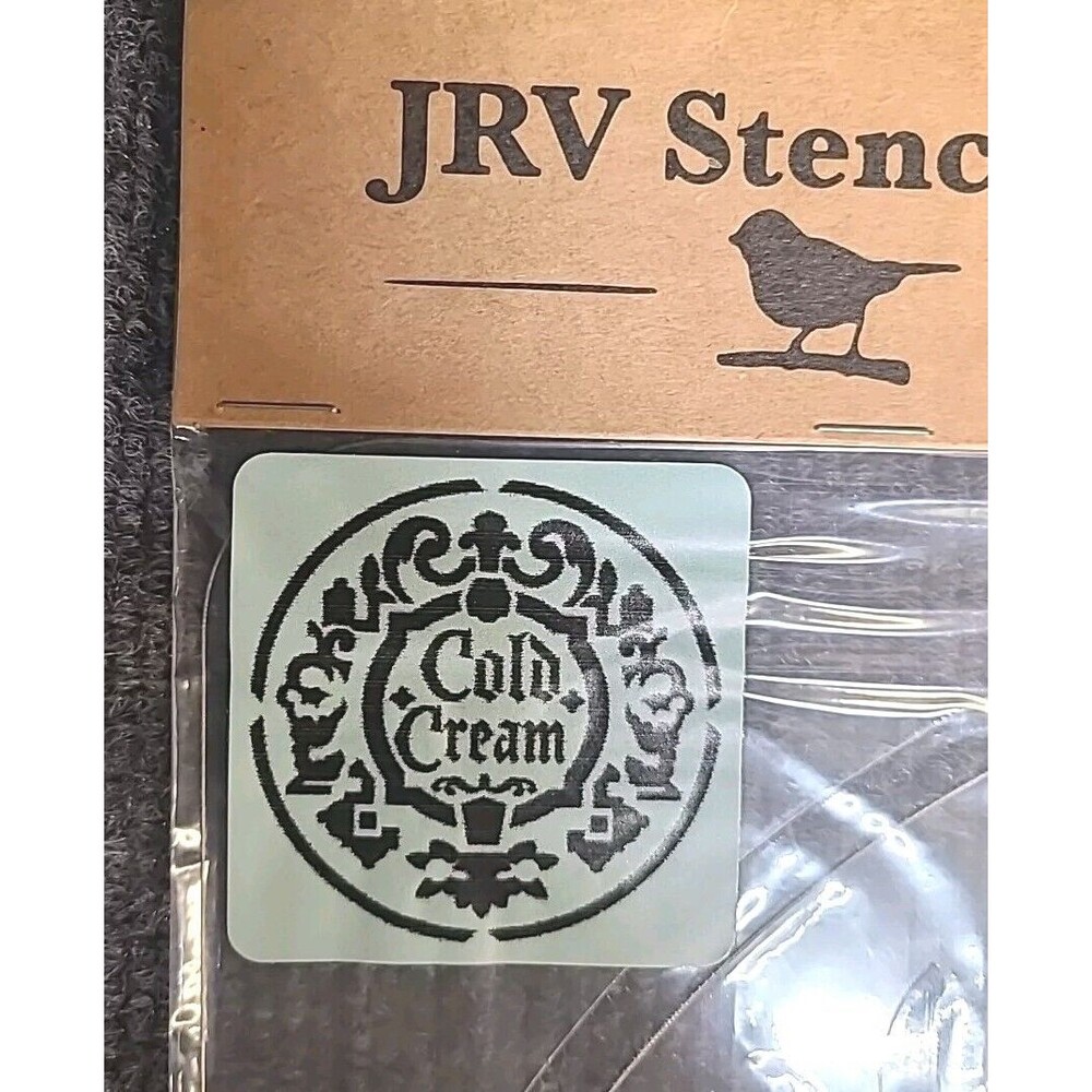 NEW JRV 15mil Reusable "Cold Cream" Label Stencil 11.5x11.5 Jami Ray Vintage